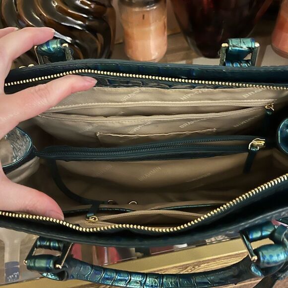 Brahmin Blue Satchel with finley peacock Crocodile Embossed Design - Picture 3 of 3